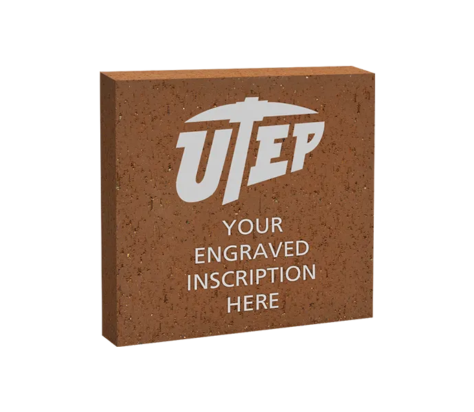[Engraved Regimental Red 8x8x2-1/4 Wire-cut, Beveled UTEP Logo] 8x8 UTEP Logo Brick (Paver)
